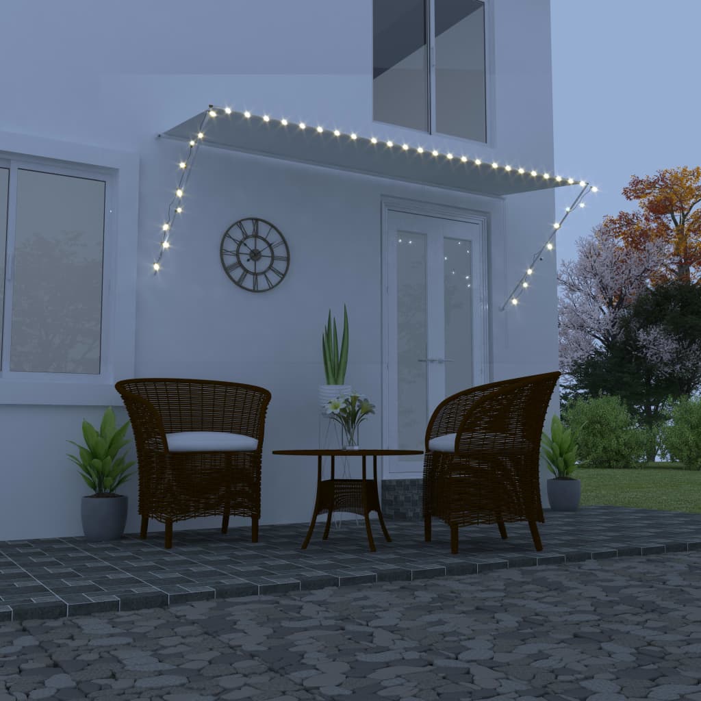 foldemarkise med LED 350x150 cm cremefarvet