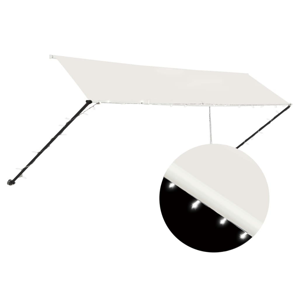 foldemarkise med LED 400x150 cm cremefarvet