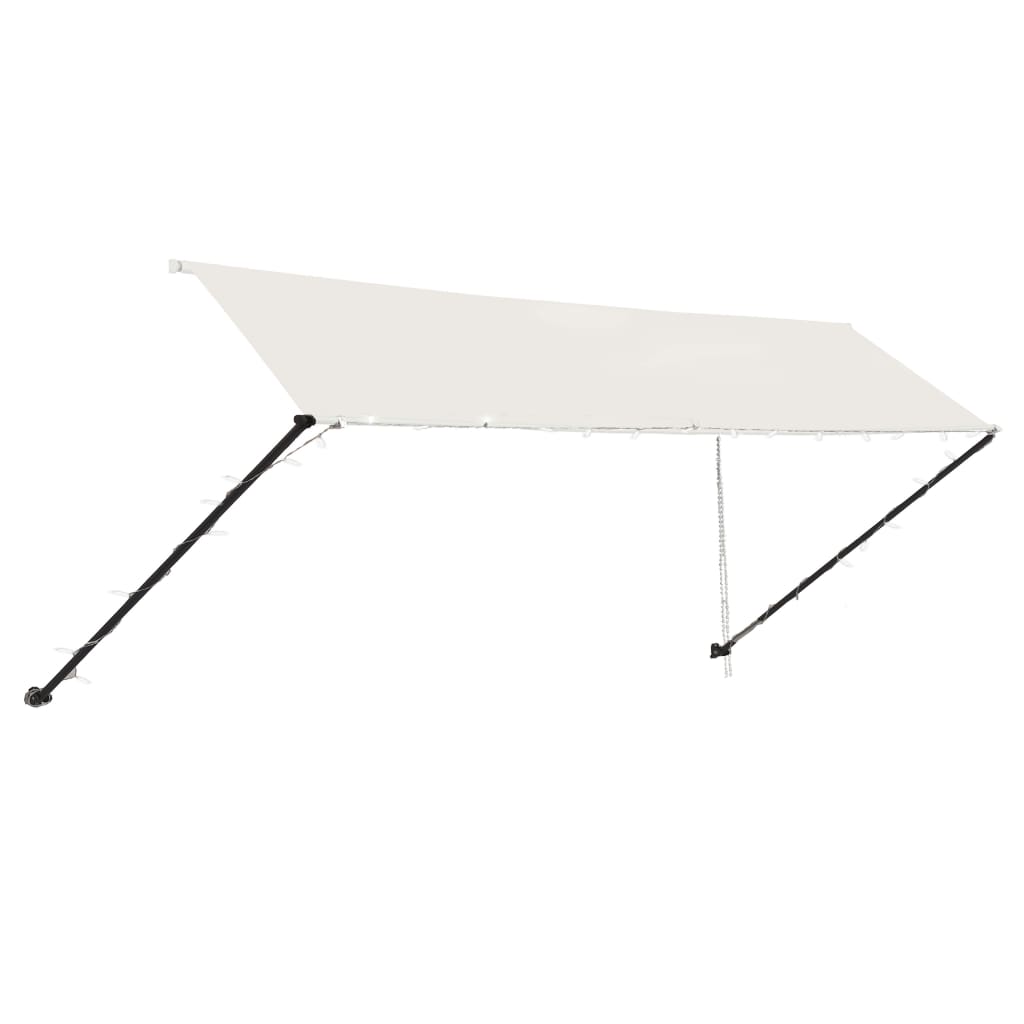 foldemarkise med LED 400x150 cm cremefarvet