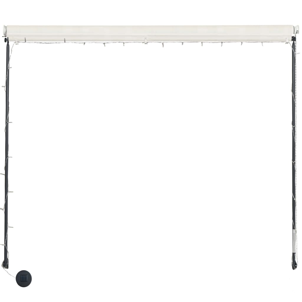 foldemarkise med LED 400x150 cm cremefarvet