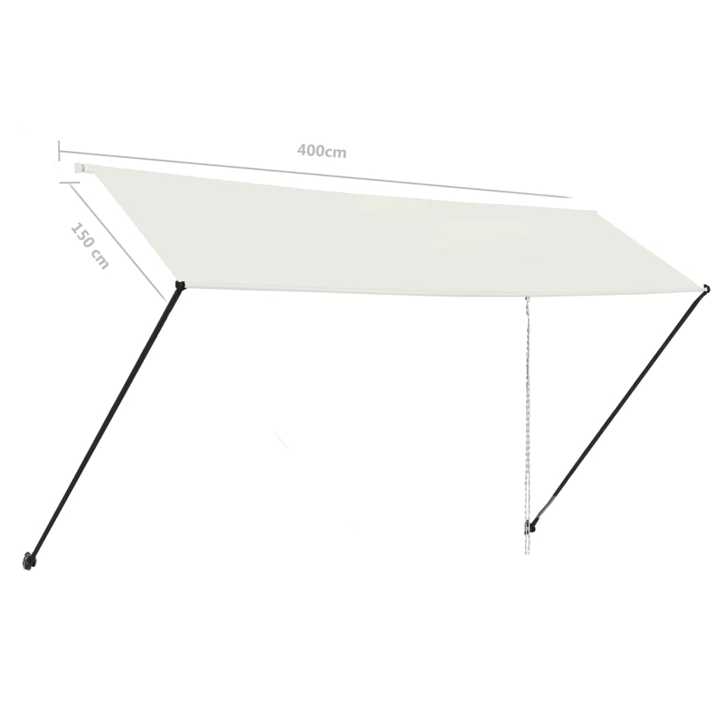foldemarkise med LED 400x150 cm cremefarvet