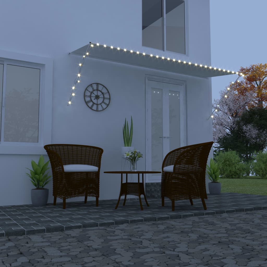 foldemarkise med LED 400x150 cm cremefarvet