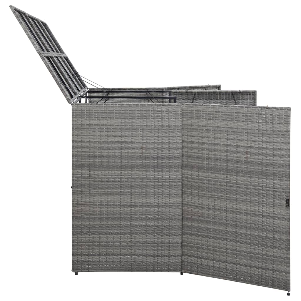 tredobbelt skraldespandsskjuler 229x78x120 cm polyrattan grå