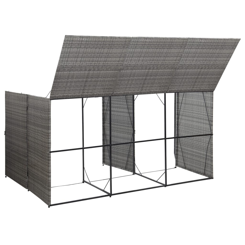 tredobbelt skraldespandsskjuler 229x78x120 cm polyrattan grå