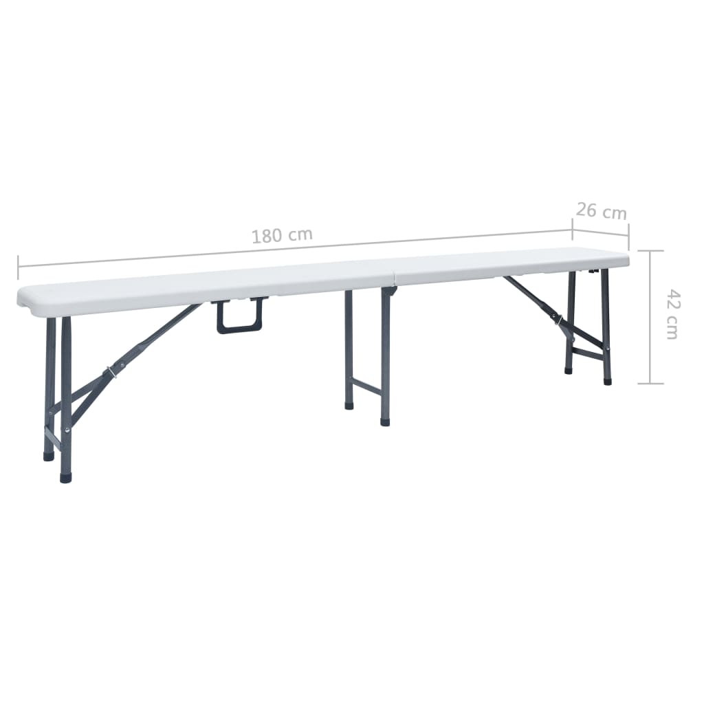 foldbare havebænke 2 stk. 180 cm HDPE hvid