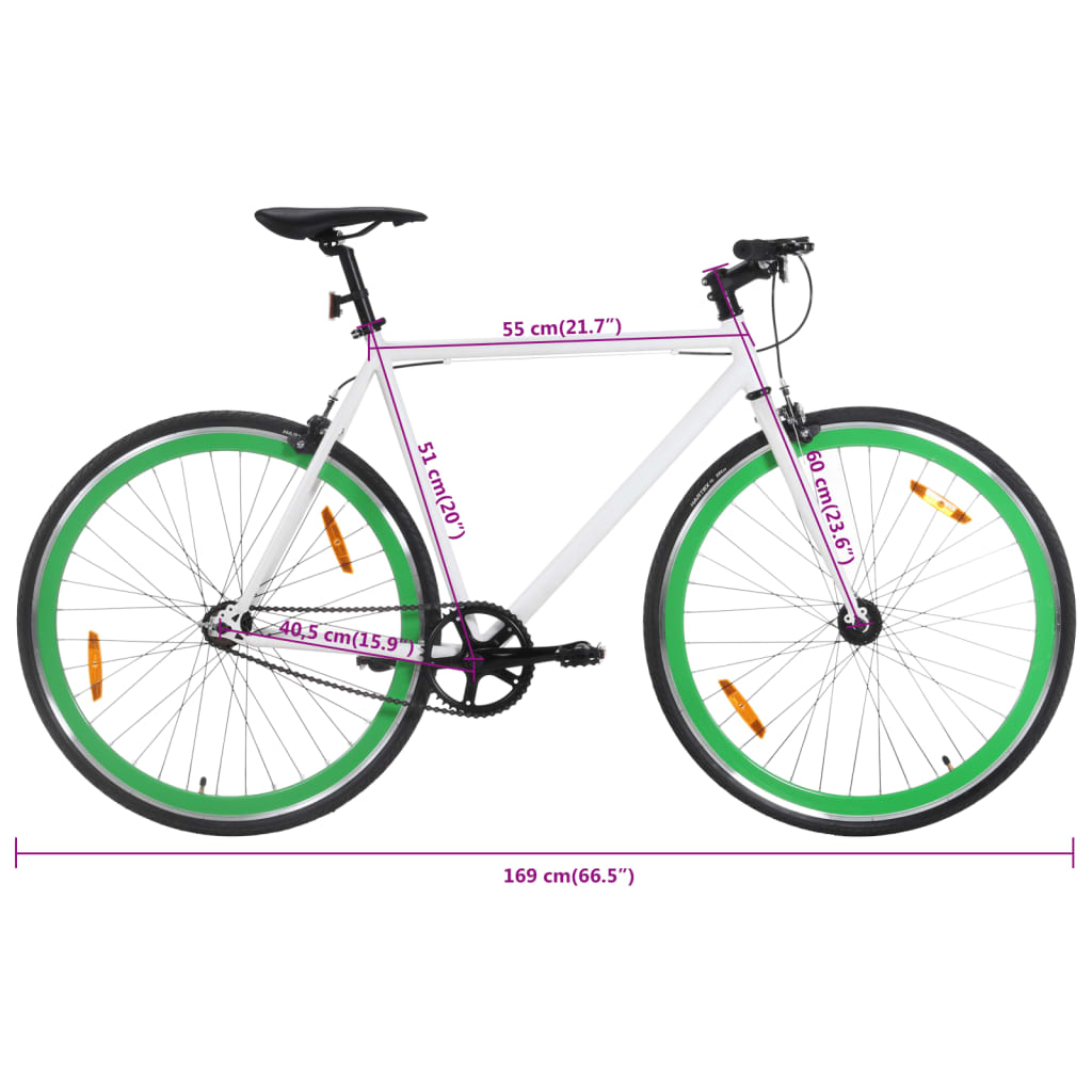 cykel 1 gear 700c 51 cm hvid og grøn