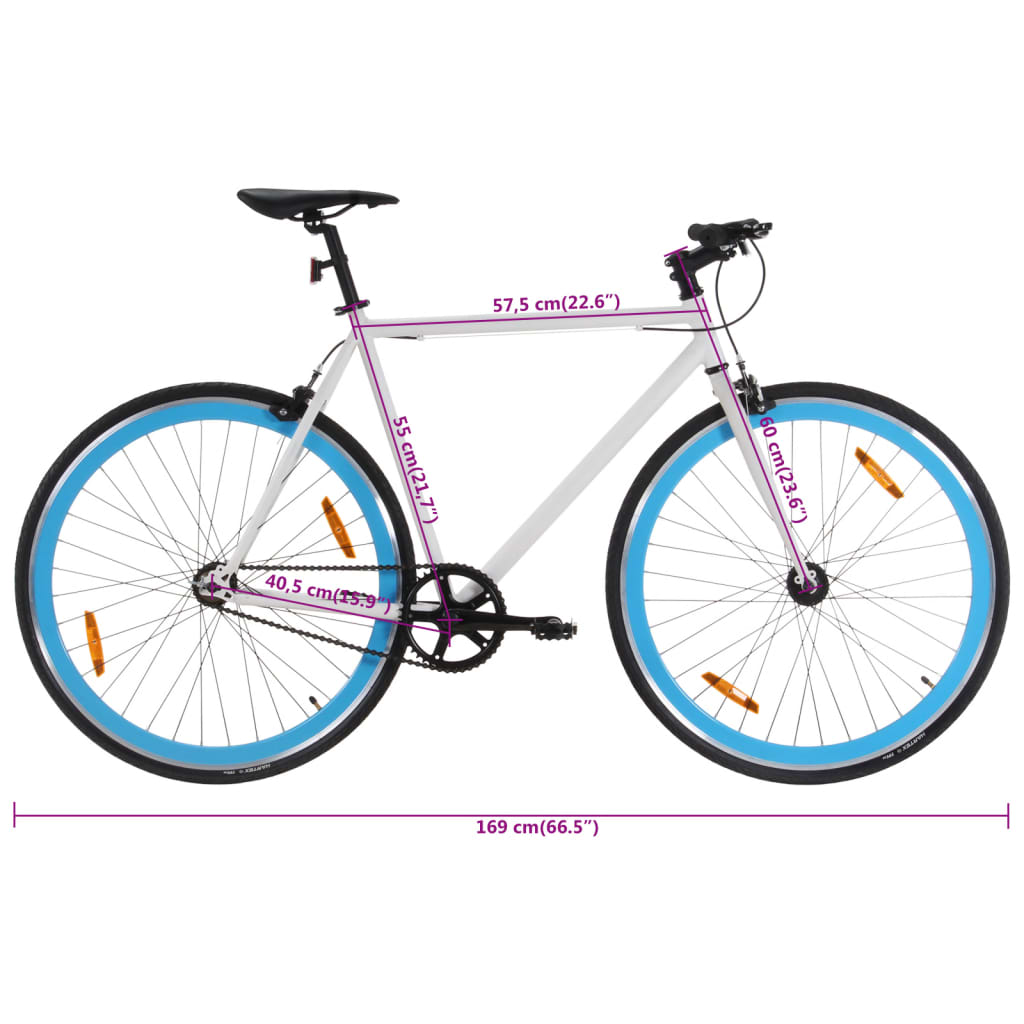 cykel 1 gear 700c 55 cm hvid og blå