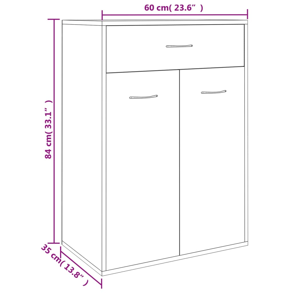 skoskab 60x35x84 cm konstrueret træ betongrå