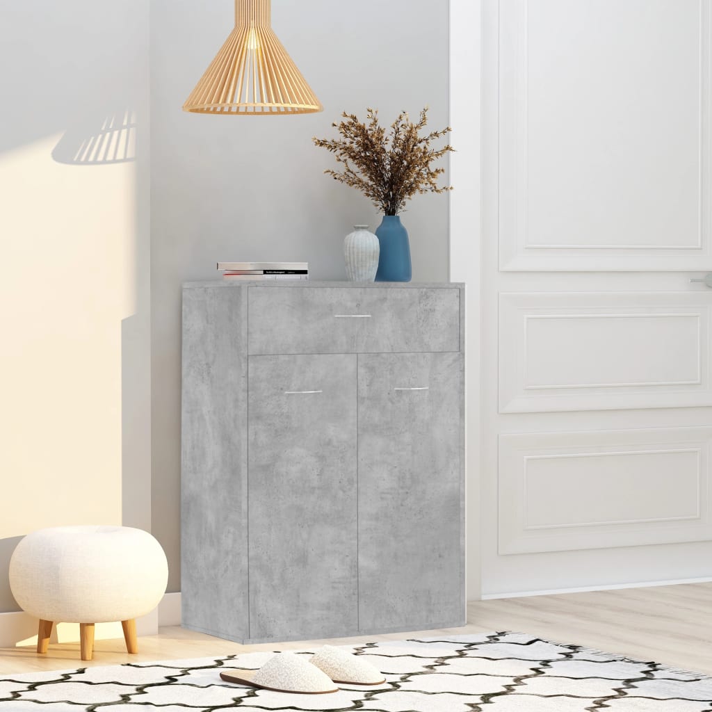 skoskab 60x35x84 cm konstrueret træ betongrå
