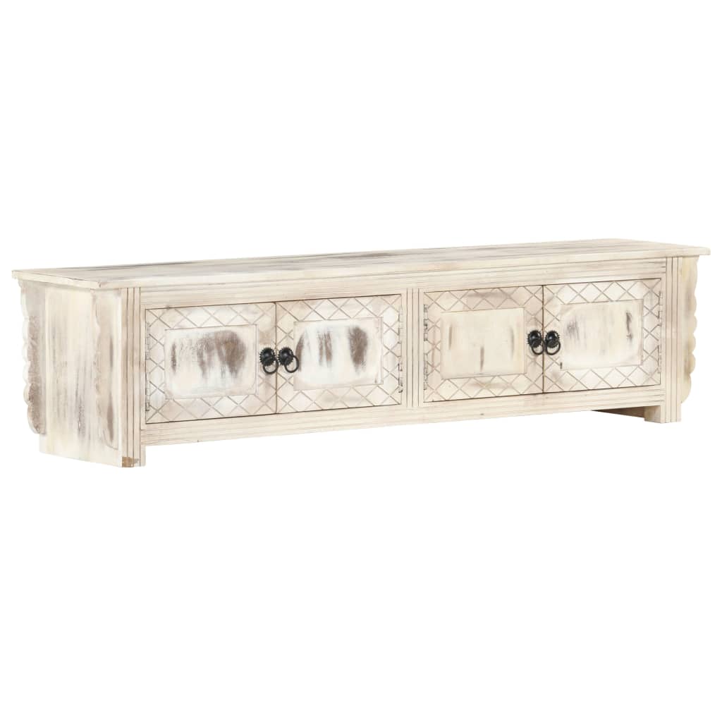tv-skab 140x30x35 cm massivt mangotræ hvid