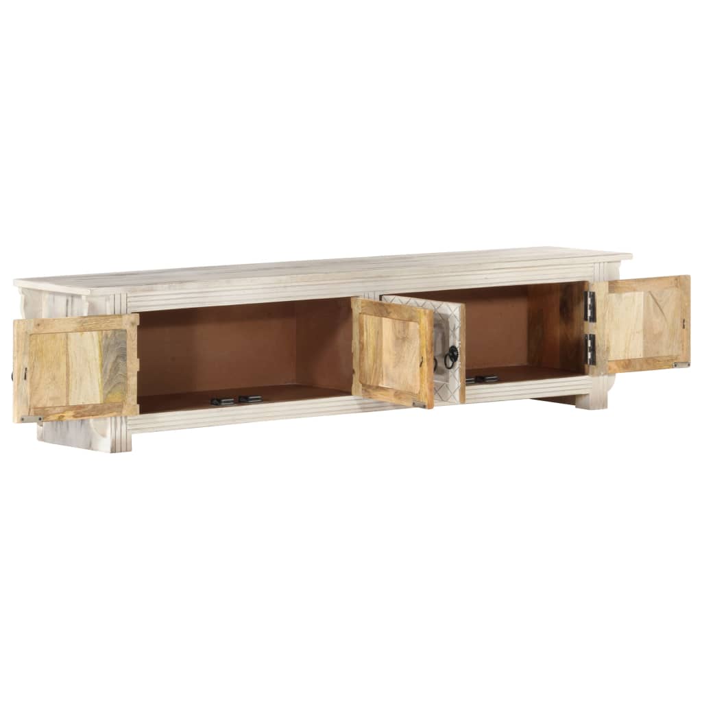 tv-skab 140x30x35 cm massivt mangotræ hvid