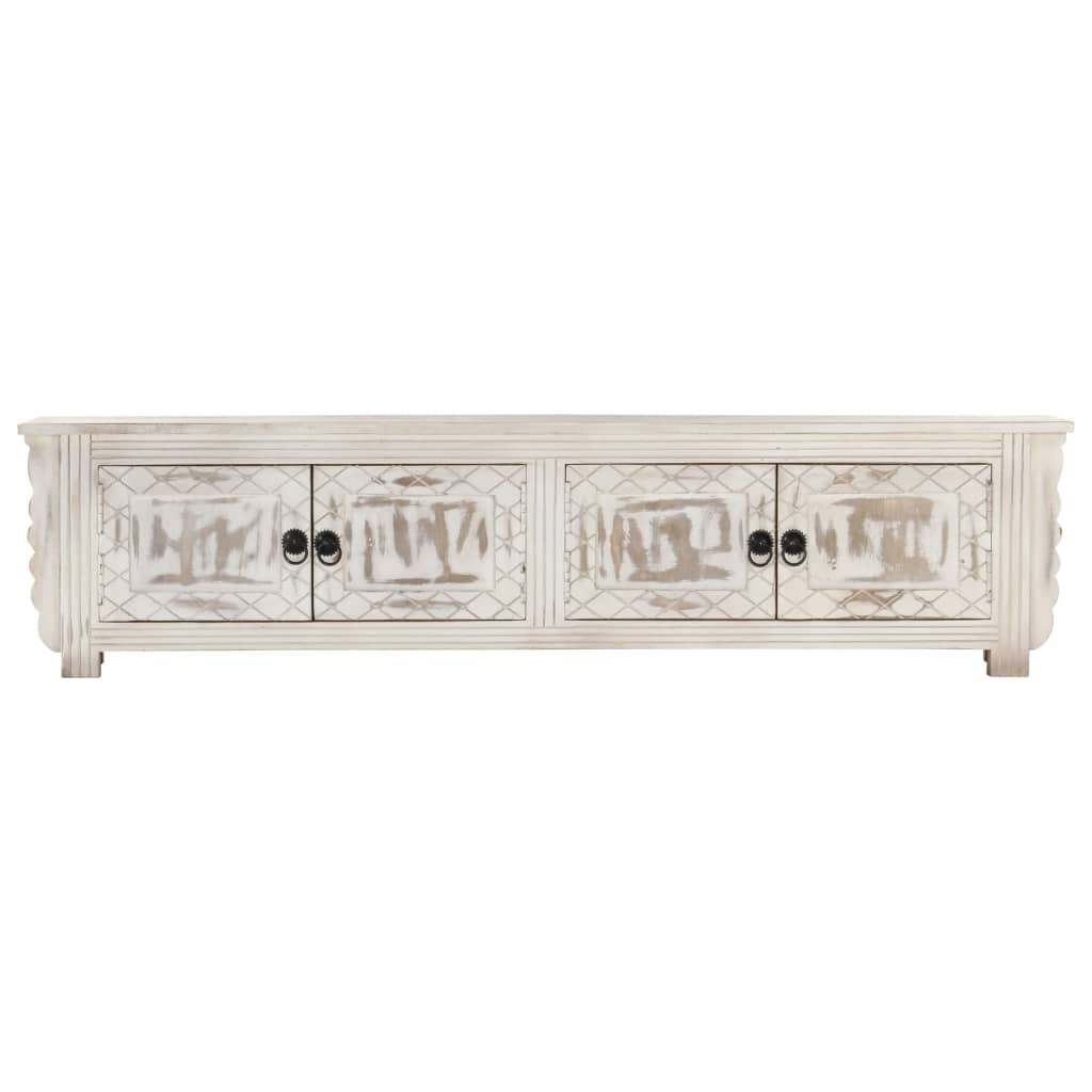 tv-skab 140x30x35 cm massivt mangotræ hvid