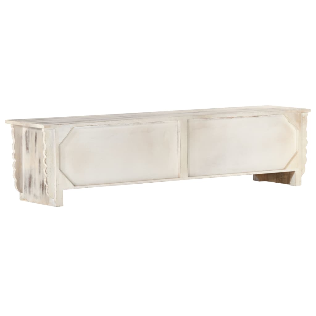 tv-skab 140x30x35 cm massivt mangotræ hvid