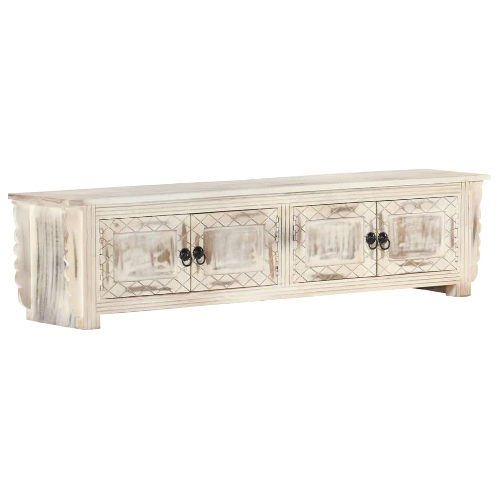 tv-skab 140x30x35 cm massivt mangotræ hvid