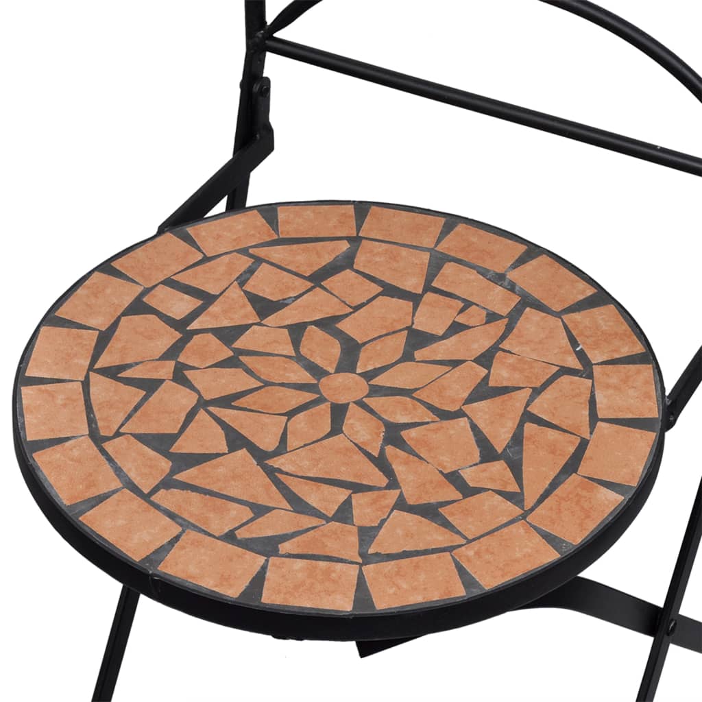 bistrosæt 3 dele mosaikdesign keramiske fliser terracotta