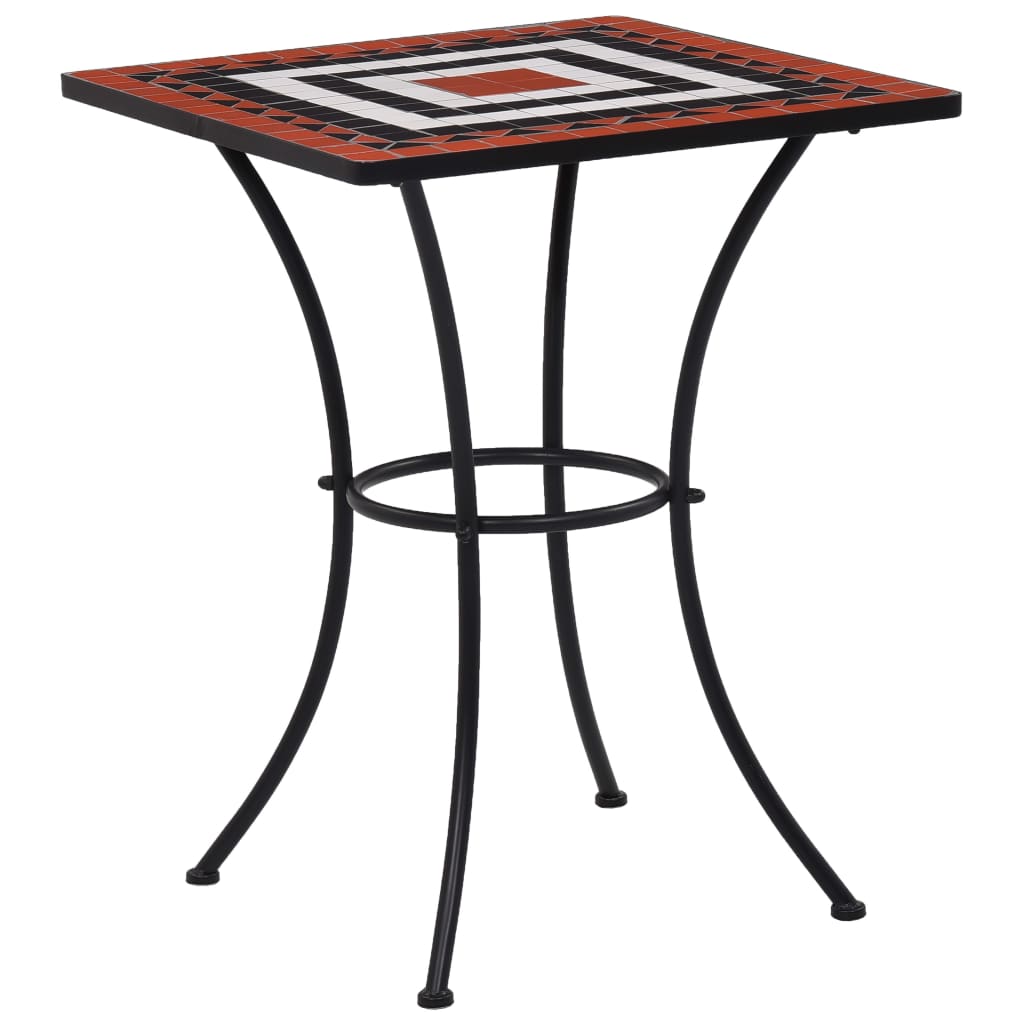 bistrosæt 3 dele mosaikdesign keramiske fliser terracotta hvid