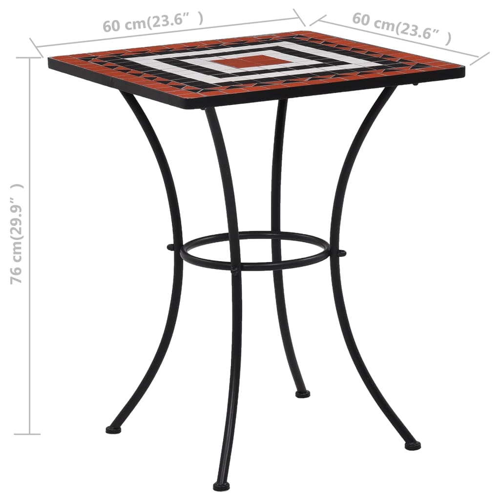 bistrosæt 3 dele mosaikdesign keramiske fliser terracotta hvid