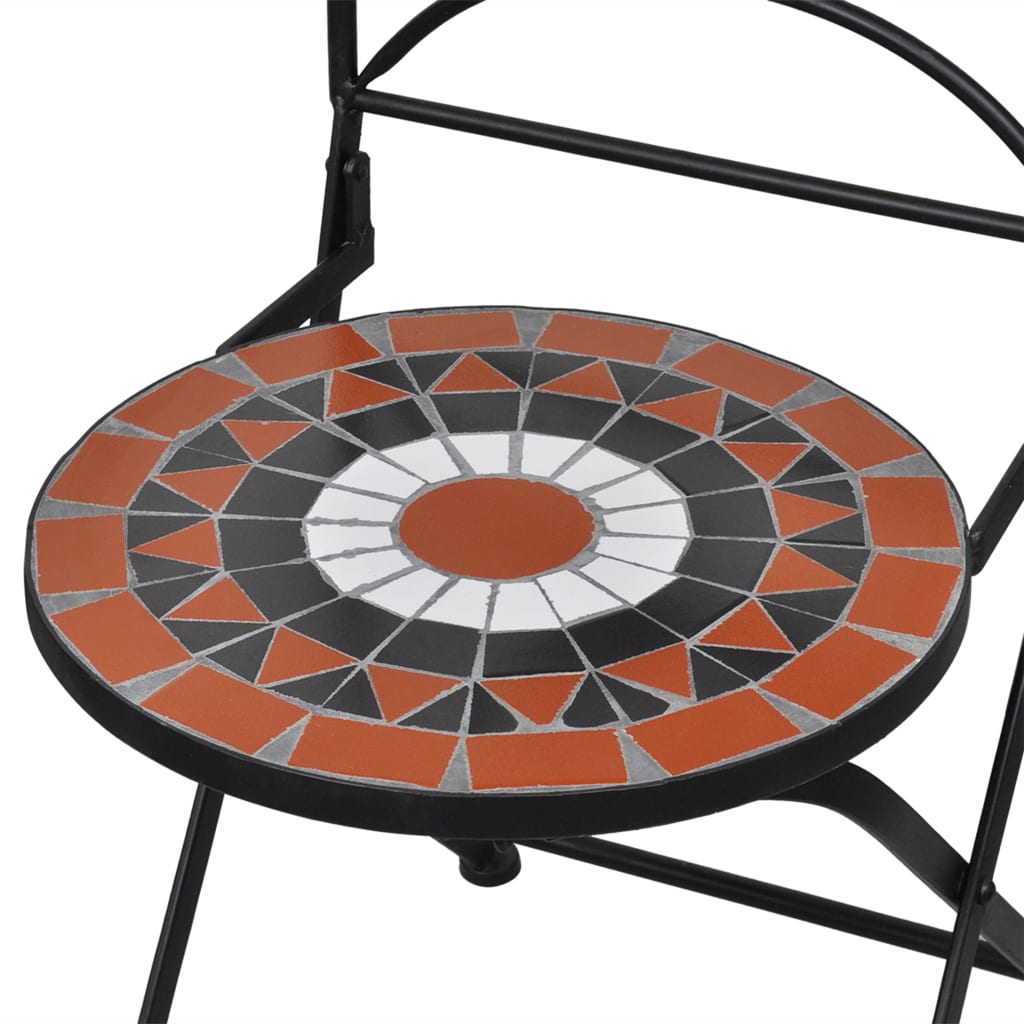 bistrosæt 3 dele mosaikdesign keramiske fliser terracotta hvid