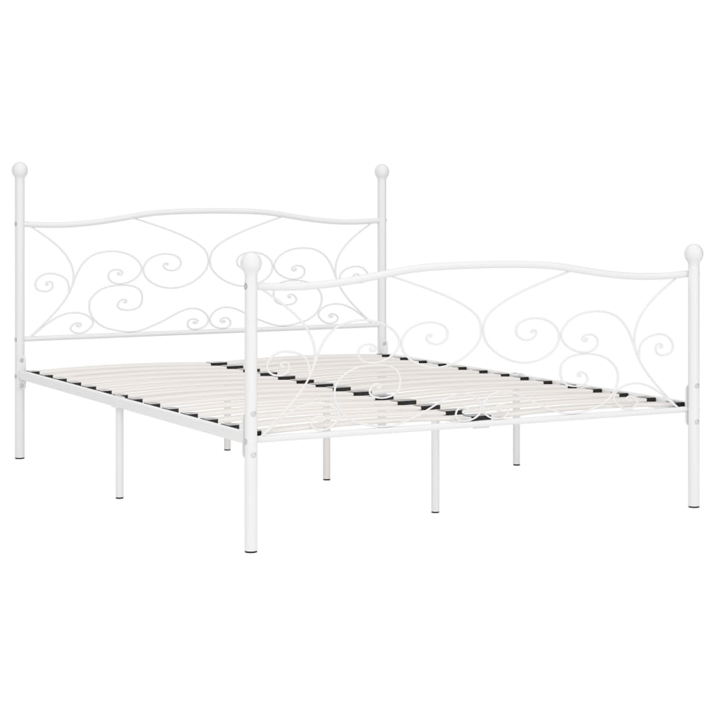 sengestel med lamelbund 200 x 200 cm metal hvid
