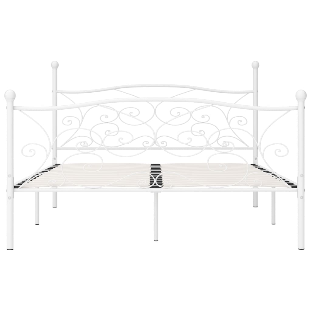sengestel med lamelbund 200 x 200 cm metal hvid