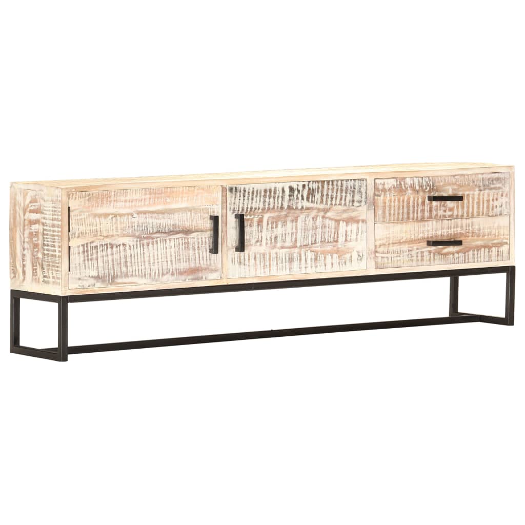 tv-skab 140 x 30 x 45 cm massivt akacietræ hvid