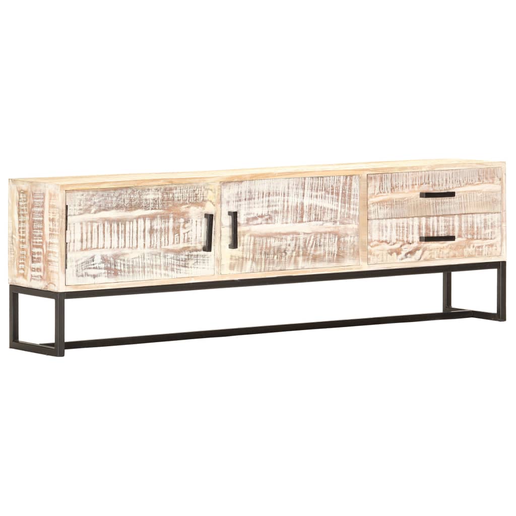 tv-skab 140 x 30 x 45 cm massivt akacietræ hvid