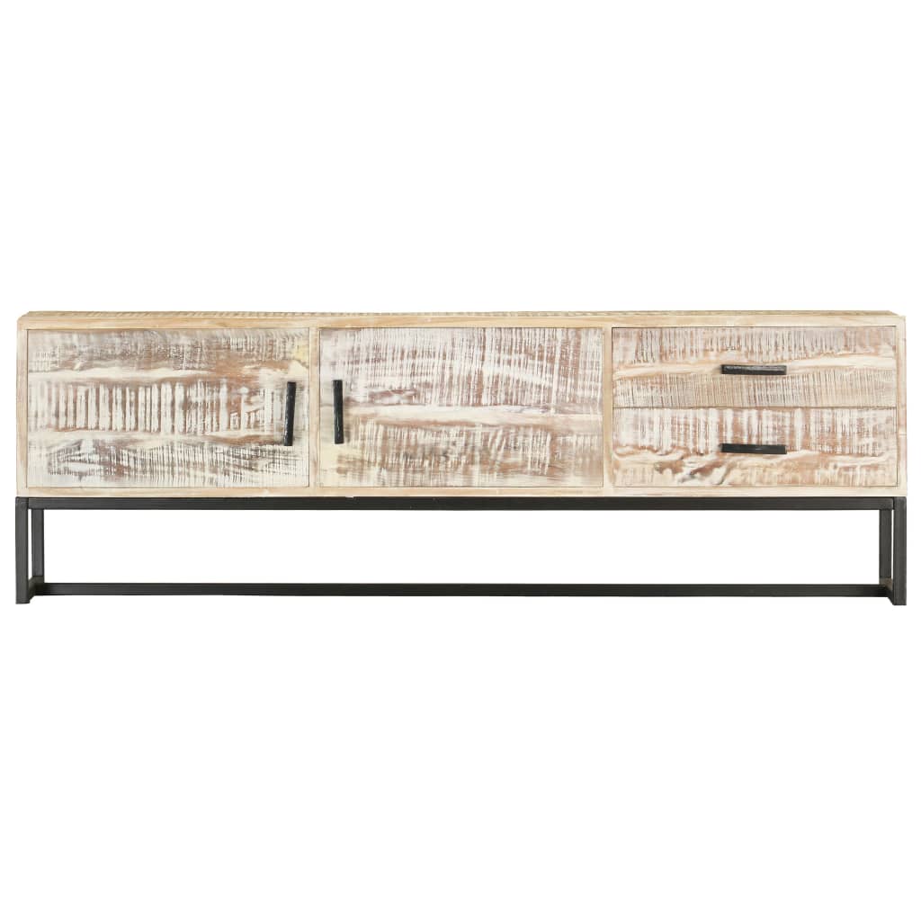 tv-skab 140 x 30 x 45 cm massivt akacietræ hvid