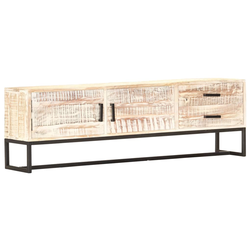 tv-skab 140 x 30 x 45 cm massivt akacietræ hvid