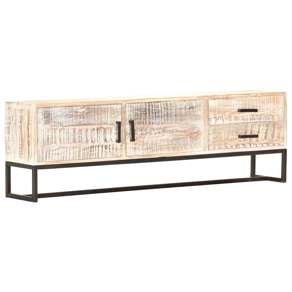 tv-skab 140 x 30 x 45 cm massivt akacietræ hvid