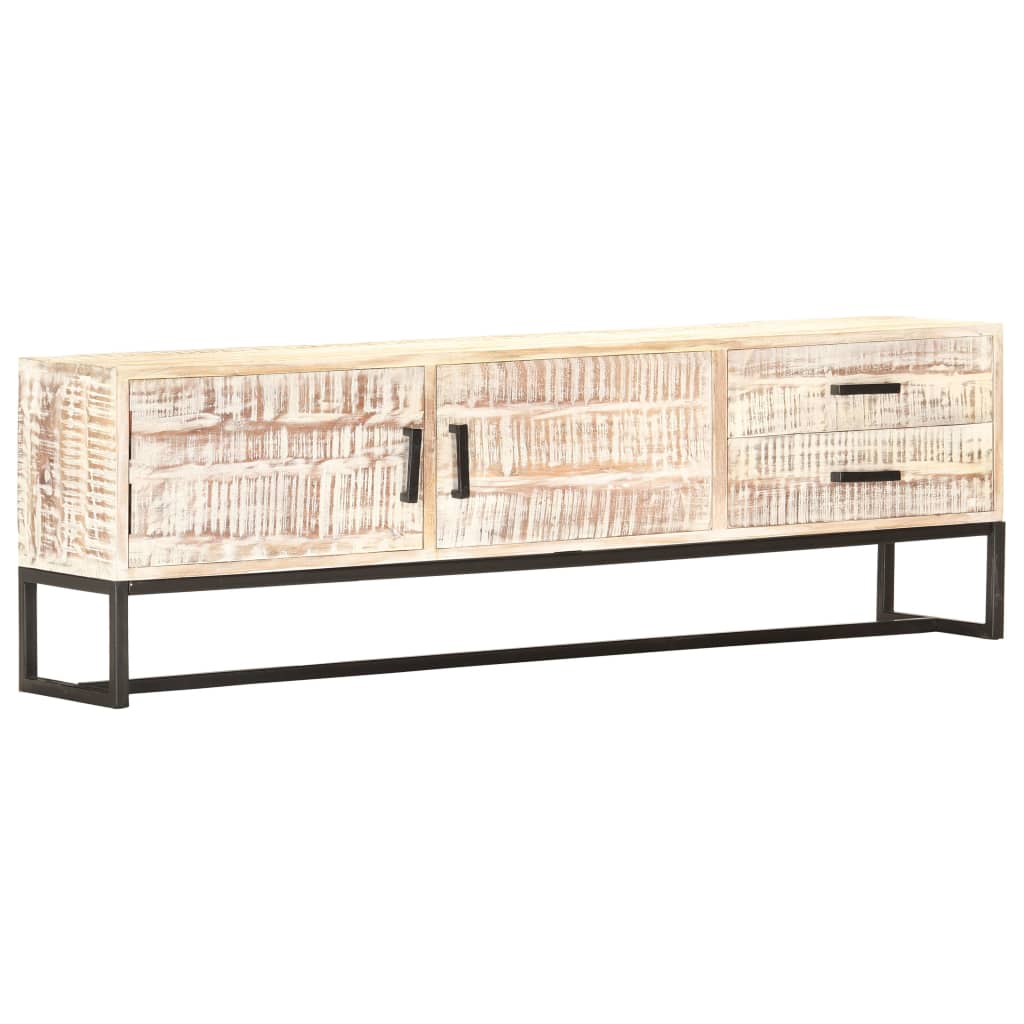 tv-skab 140 x 30 x 45 cm massivt akacietræ hvid