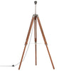 gulvlampe med trefod 141 cm massivt teaktræ honningbrun og hvid