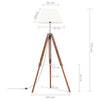 gulvlampe med trefod 141 cm massivt teaktræ honningbrun og hvid