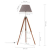gulvlampe med trefod 141 cm massivt teaktræ honningbrun og grå
