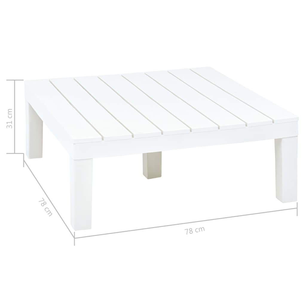 havebord 78 x 78 x 31 cm plastik hvid