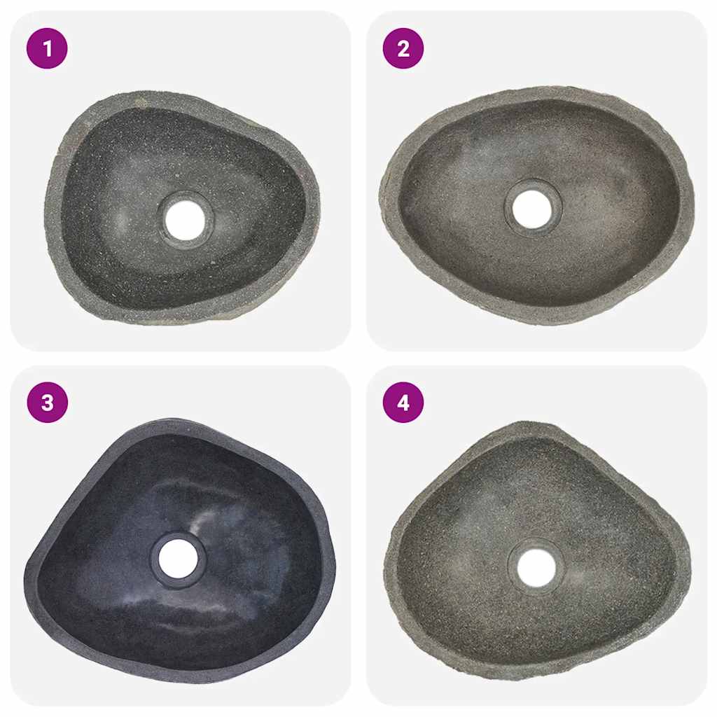 håndvask (29-38) x (24-31) cm oval flodsten