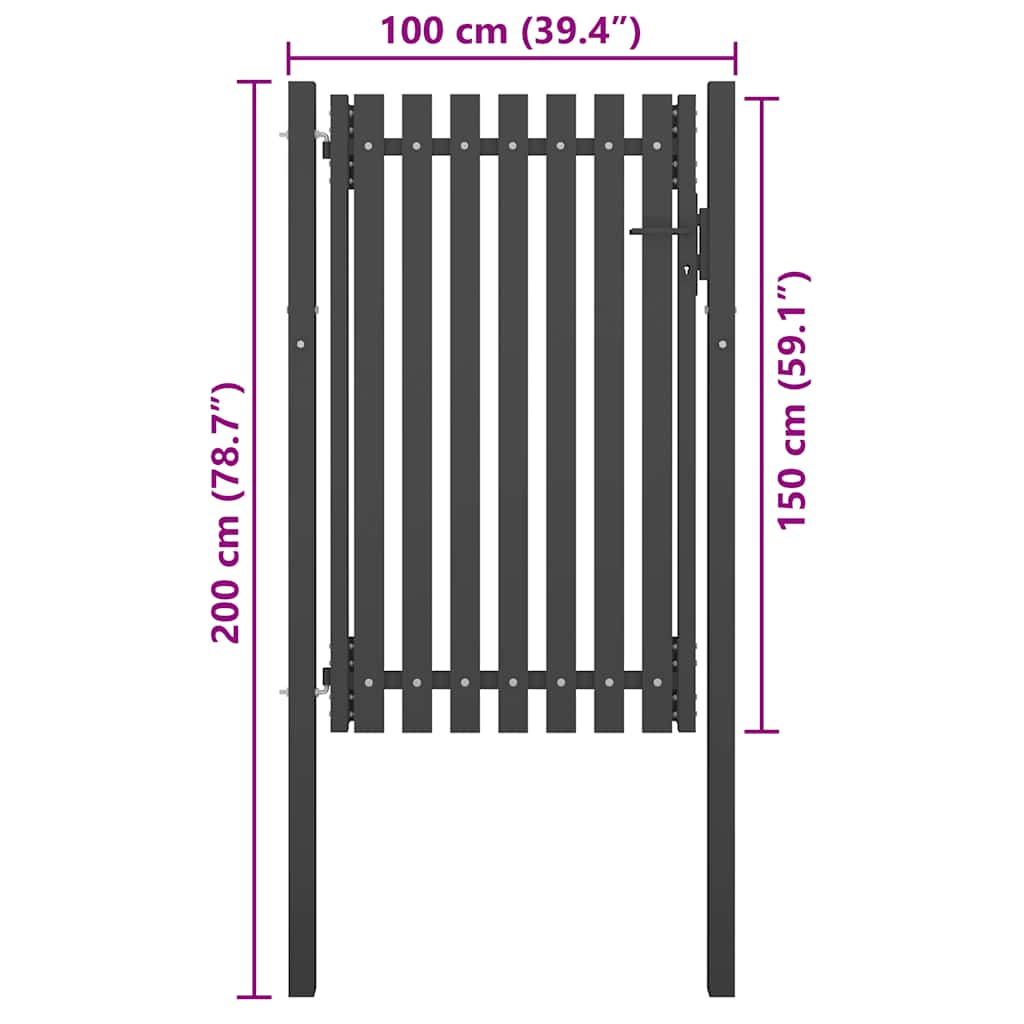havehegn stål 100x150 cm antracitgrå