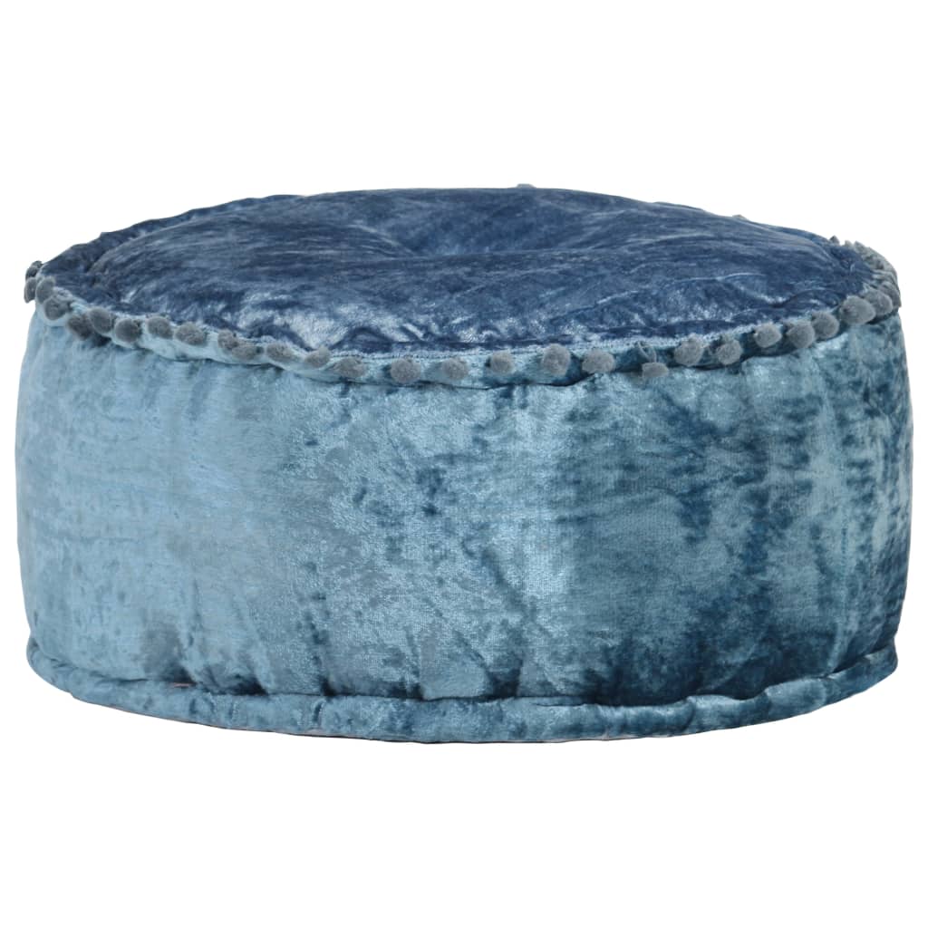 puf 40x20 cm rund velour blå