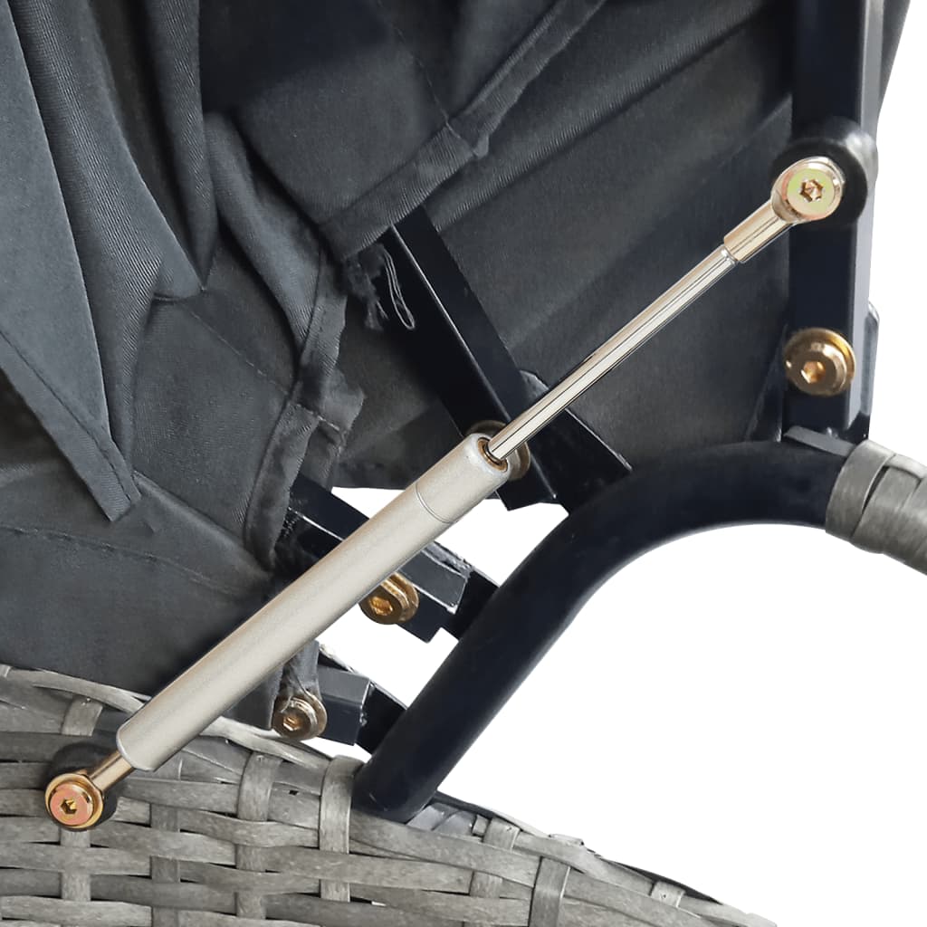 solseng med baldakin polyrattan grå