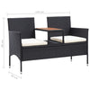 2-personers havebænk med tebord 143 cm polyrattan sort