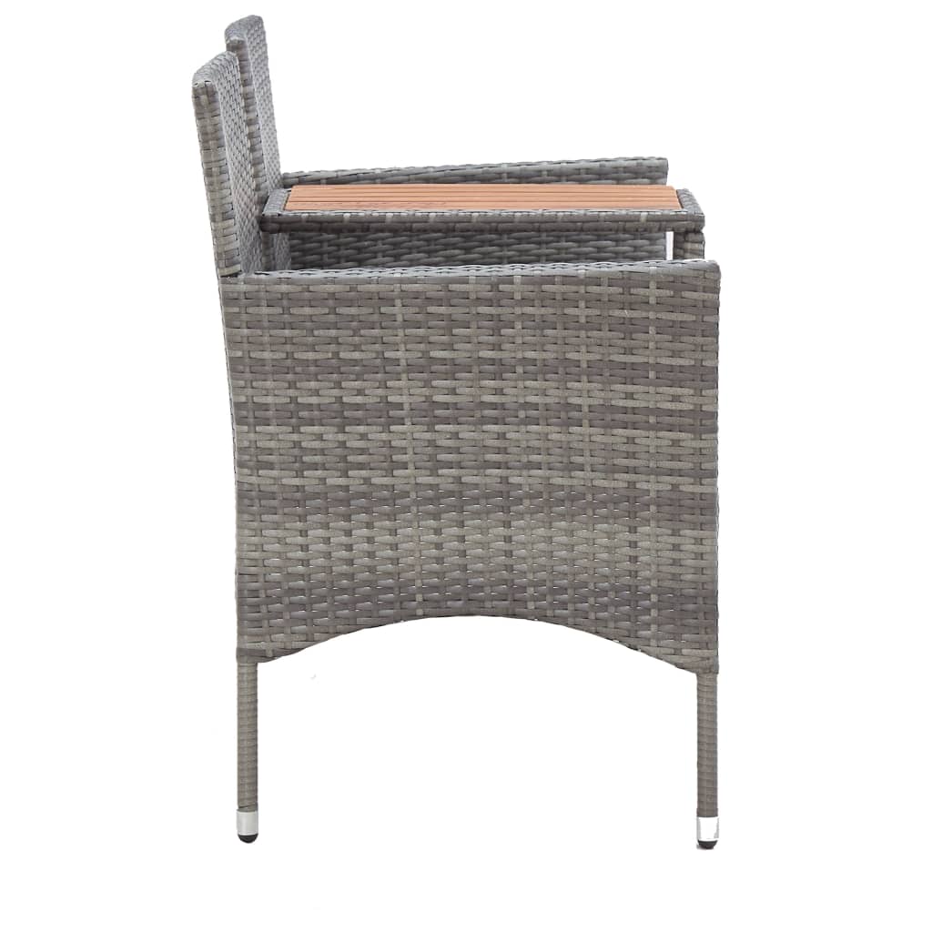 2-personers havebænk med tebord 143 cm polyrattan grå