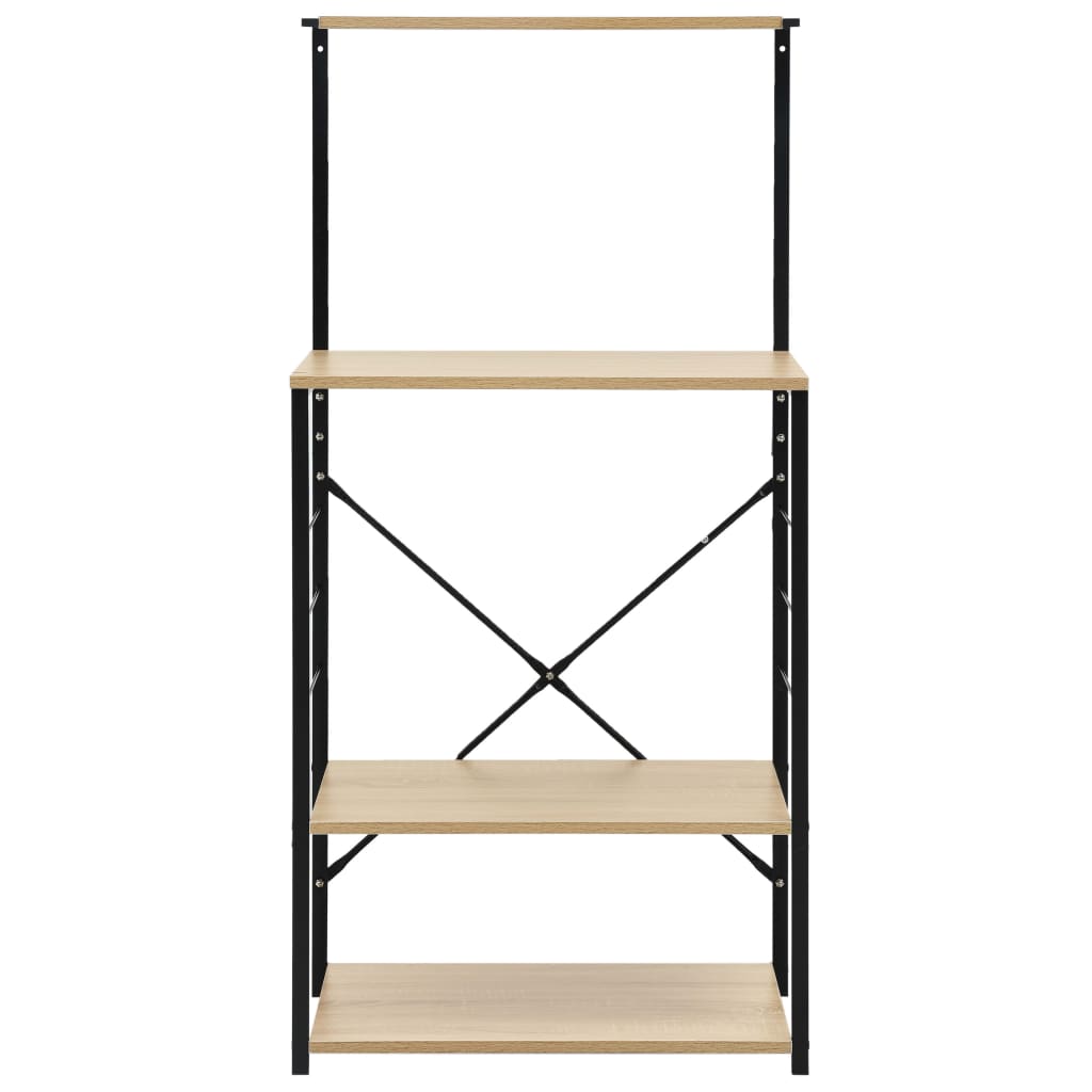køkkenreol til mikroovn 60x39,6x123 cm konstrueret træ sort/eg