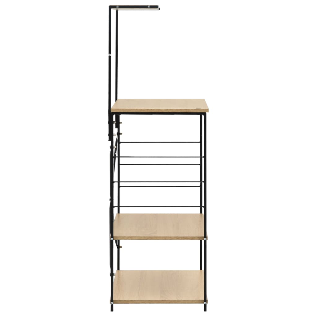 køkkenreol til mikroovn 60x39,6x123 cm konstrueret træ sort/eg