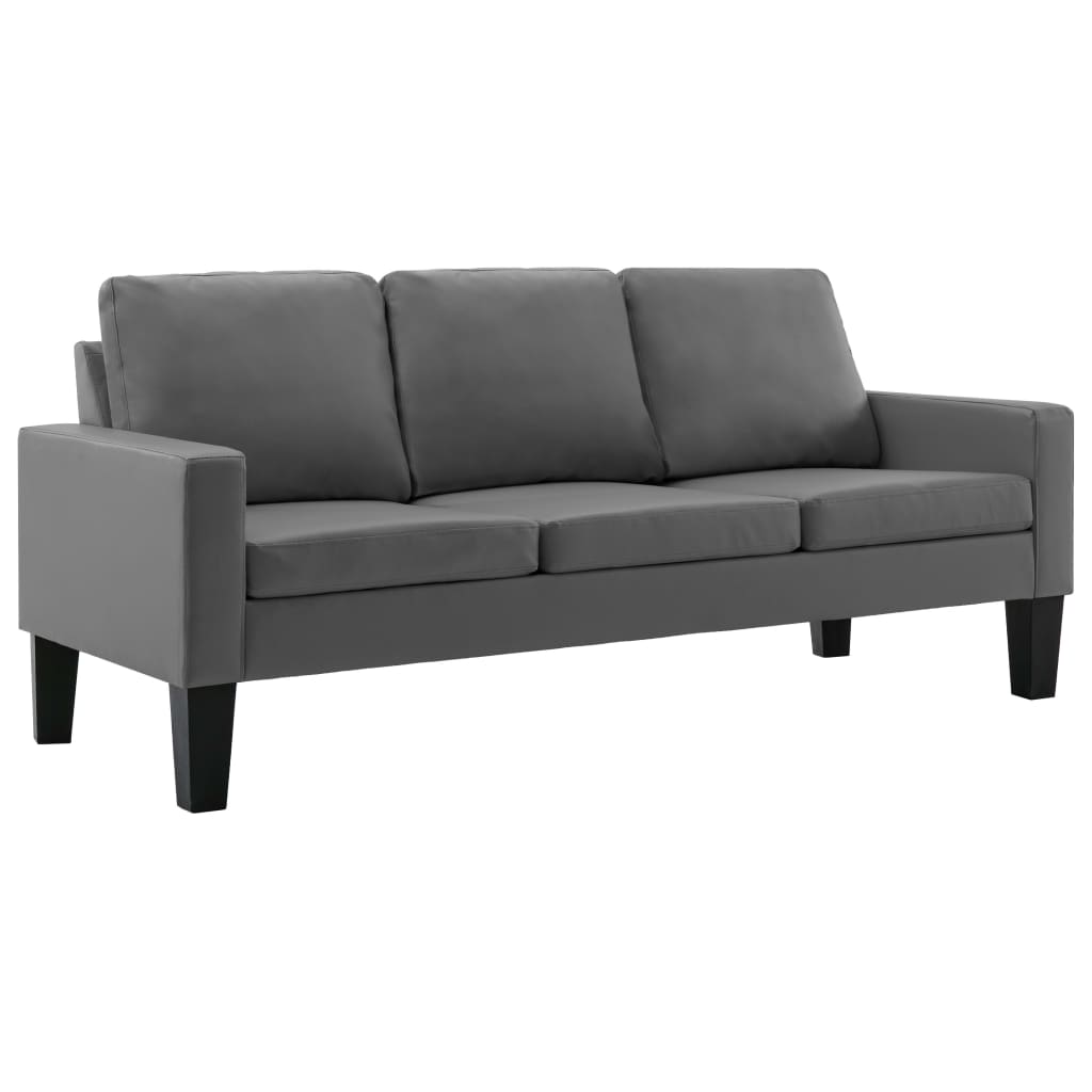 3-personers sofa kunstlæder grå