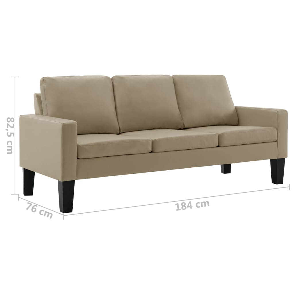 3-personers sofa kunstlæder cappuccinofarvet