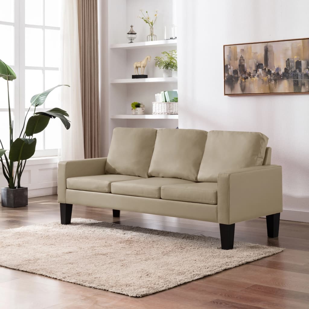 3-personers sofa kunstlæder cappuccinofarvet