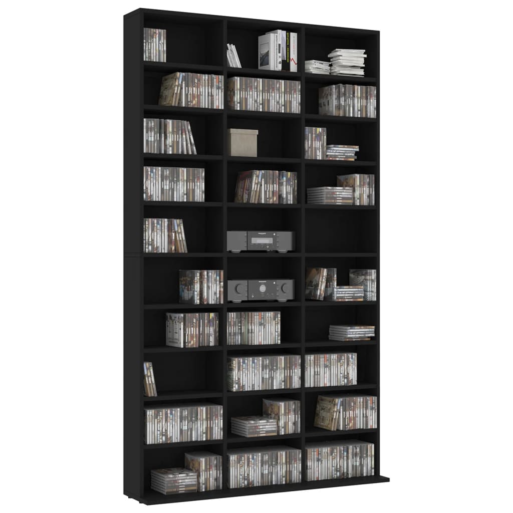 cd-reol 102x16x177,5 cm konstrueret træ sort