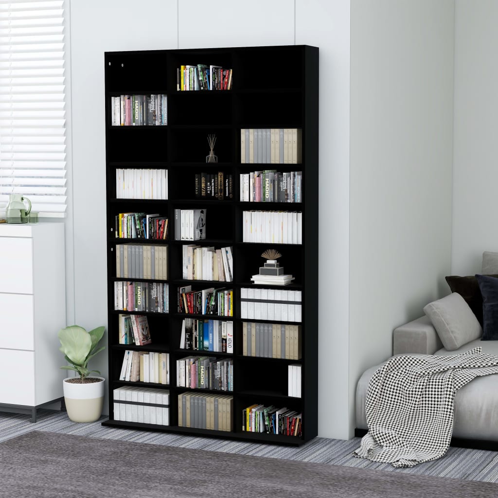 cd-reol 102x16x177,5 cm konstrueret træ sort