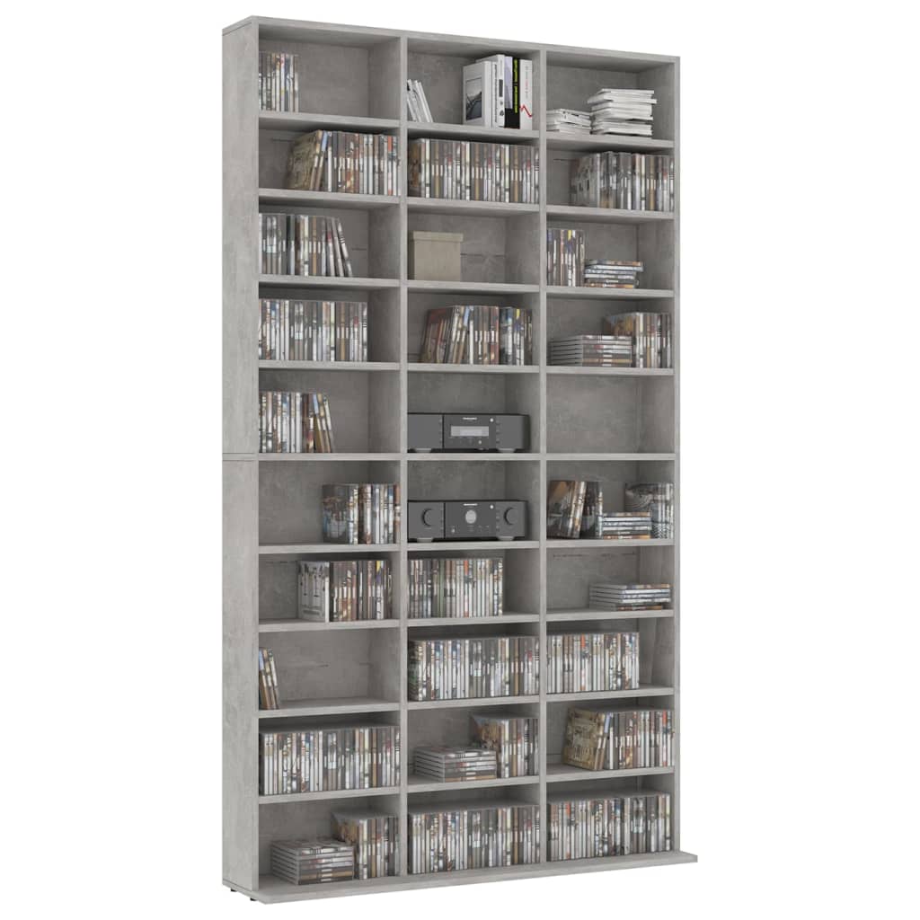 cd-reol 102x16x177,5 cm konstrueret træ betongrå