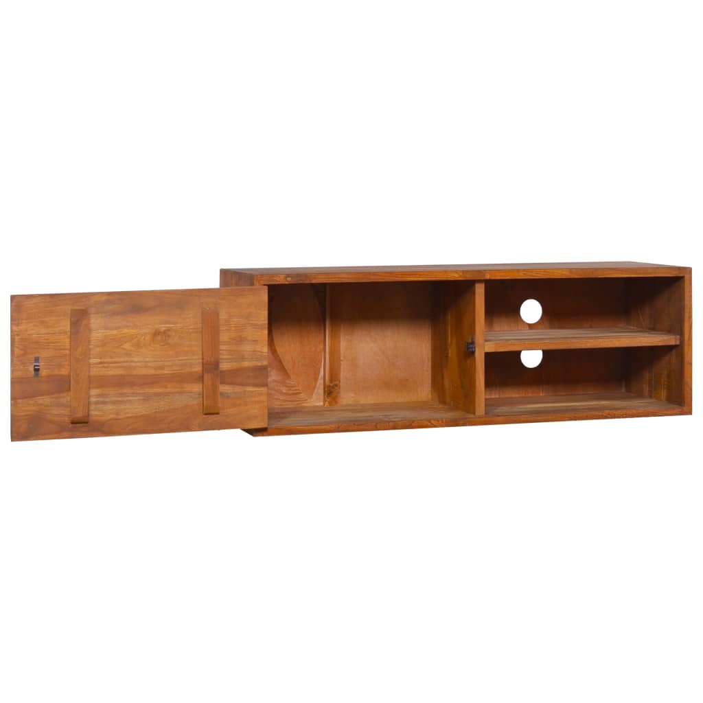væghængt tv-skab 90x30x30 cm massivt teaktræ