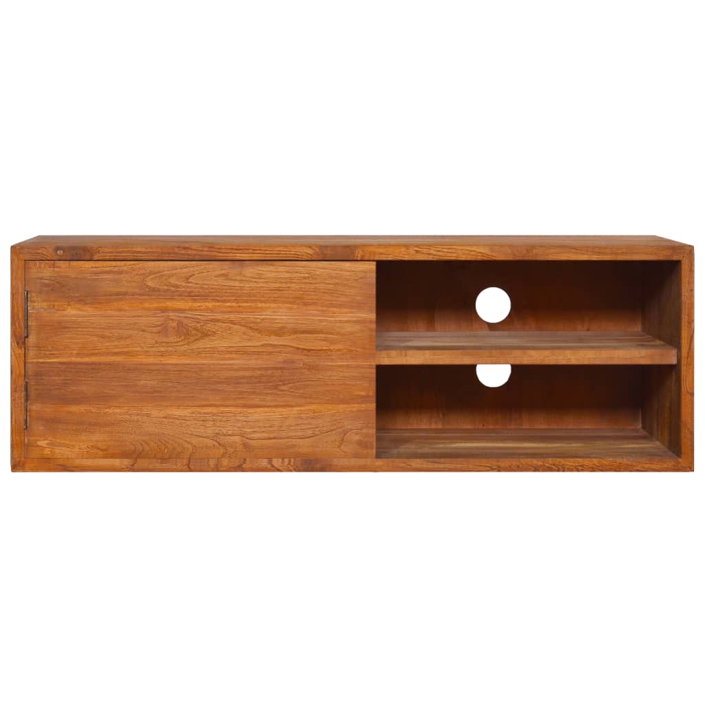 væghængt tv-skab 90x30x30 cm massivt teaktræ